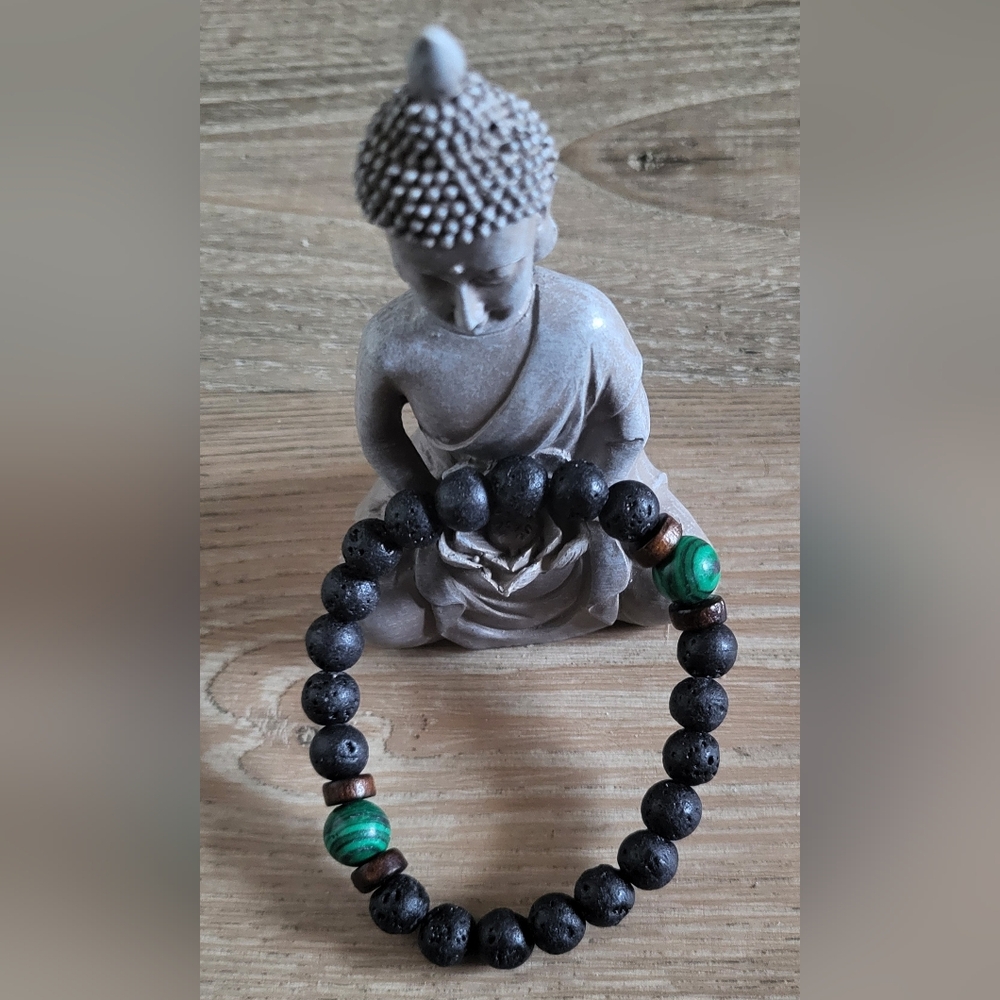 Malachite & Lava Stone Bracelet 💚